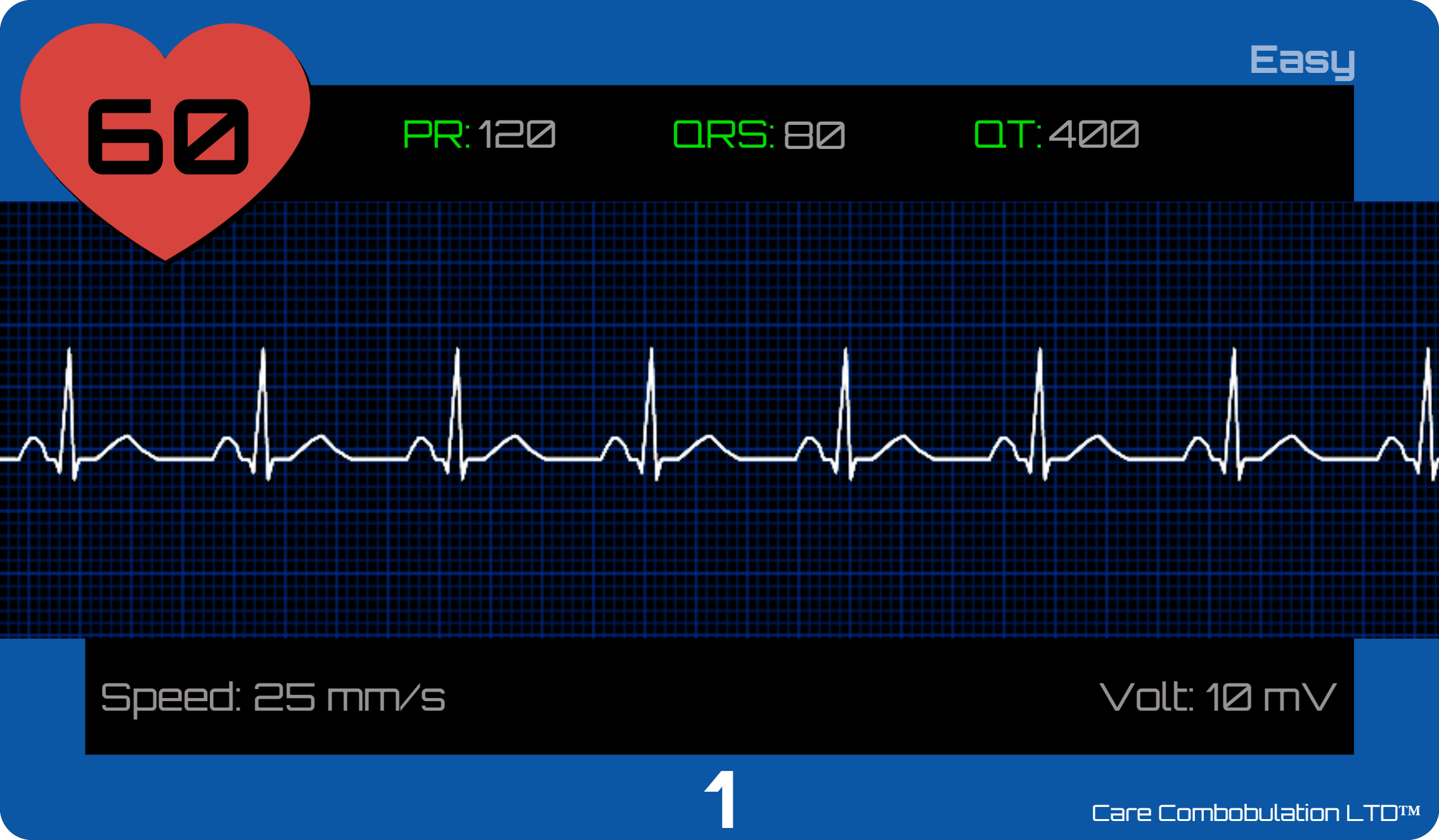 ECG Race blue easy-level rhythm card
